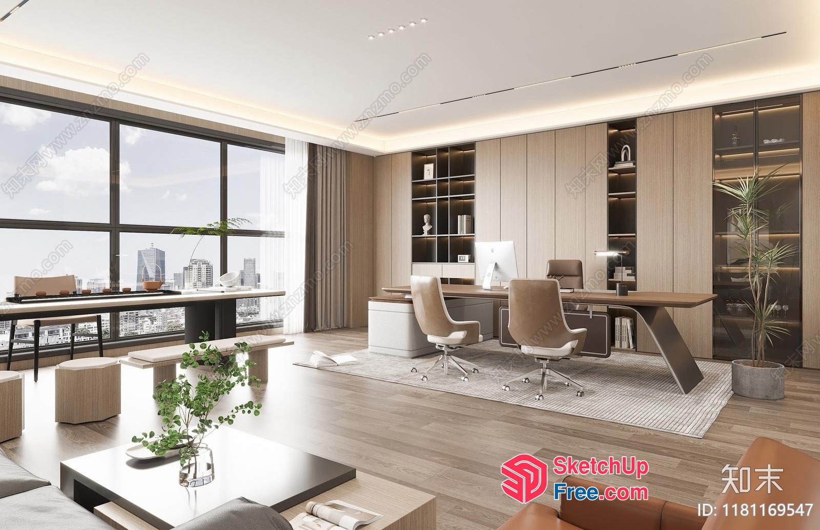 Modern Office Space With City View 3D SketchUp File