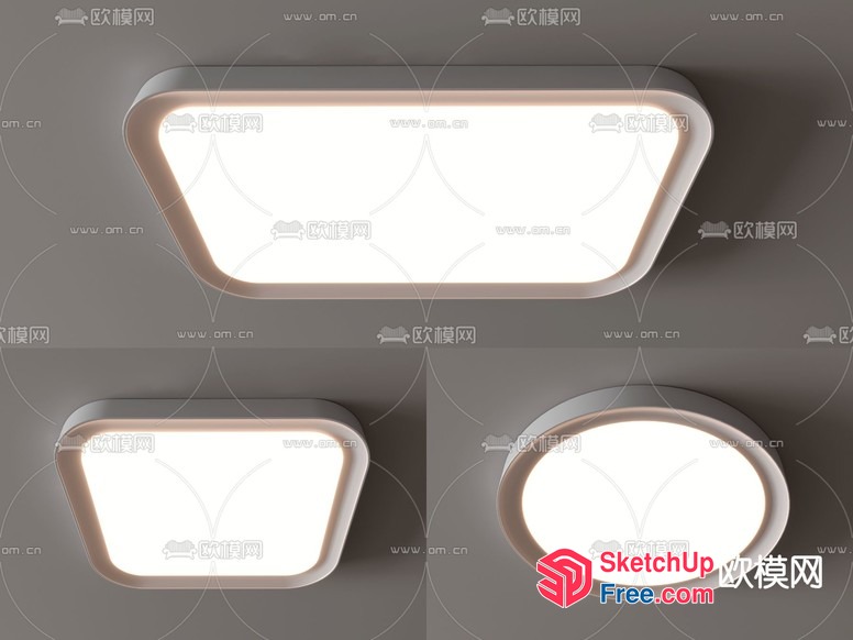 Rectangular And Oval Light Fixtures 3D SketchUp File