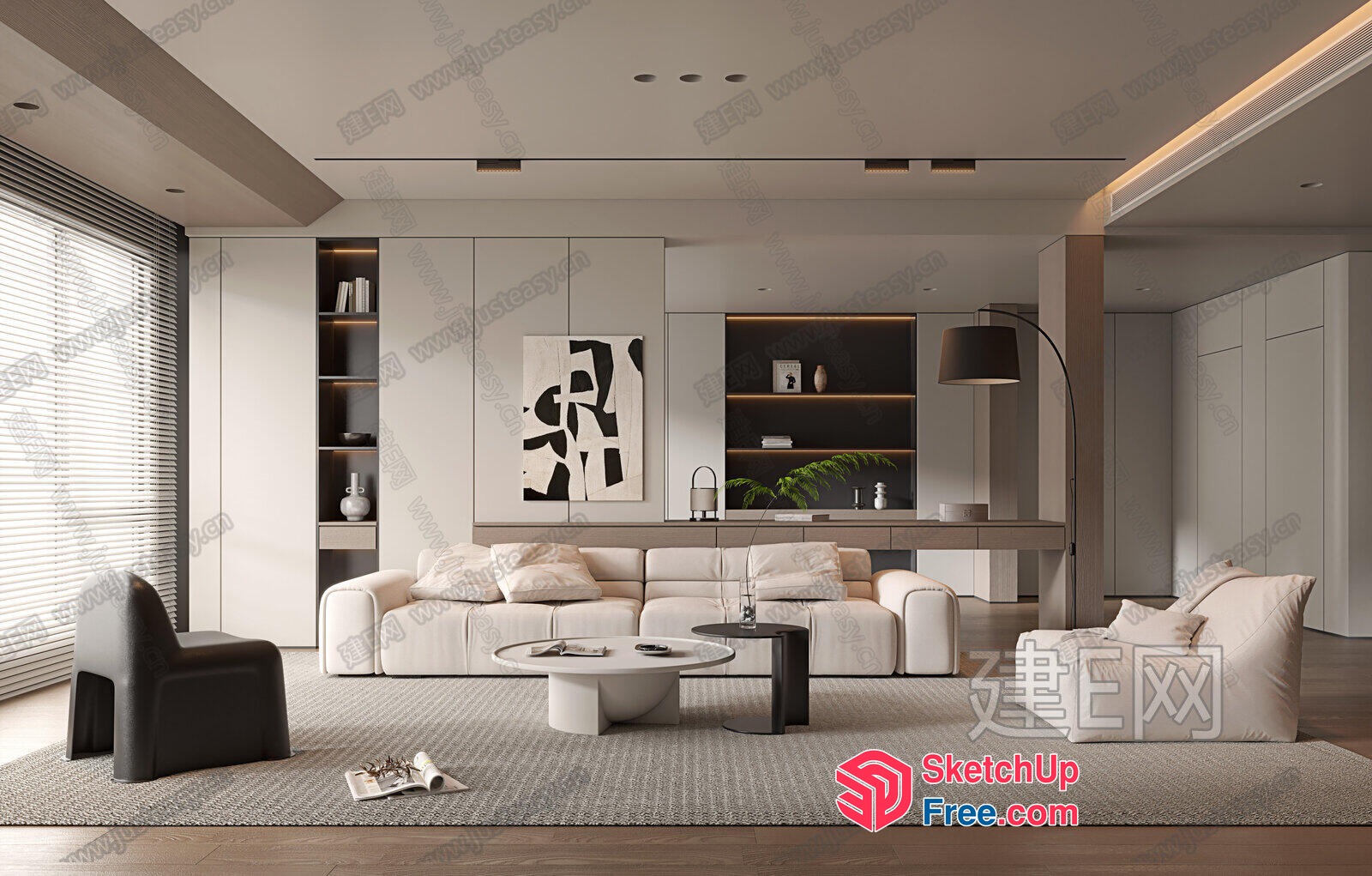 Modern Minimalist Living Room Interior 3D SketchUp File