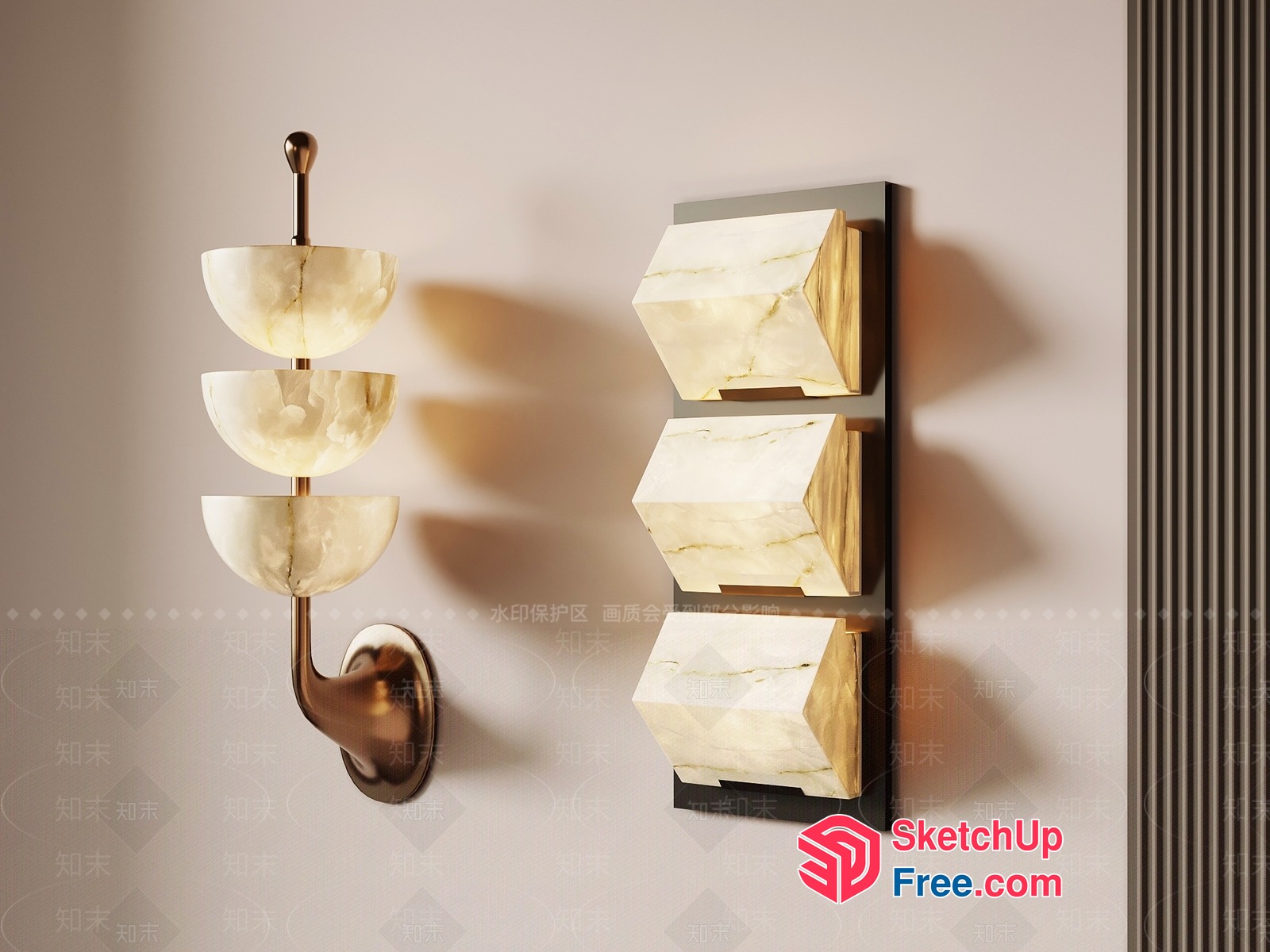 Marble Accents And Ornate Lighting 3D SketchUp File