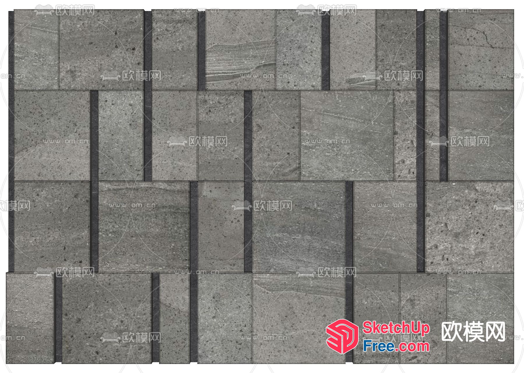 Grey Tiled Wall With Black Stripes 3D SketchUp File