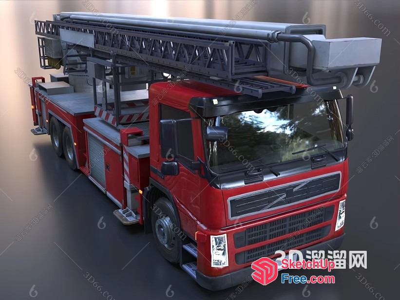 3D Fire Truck Rendering 3D SketchUp File