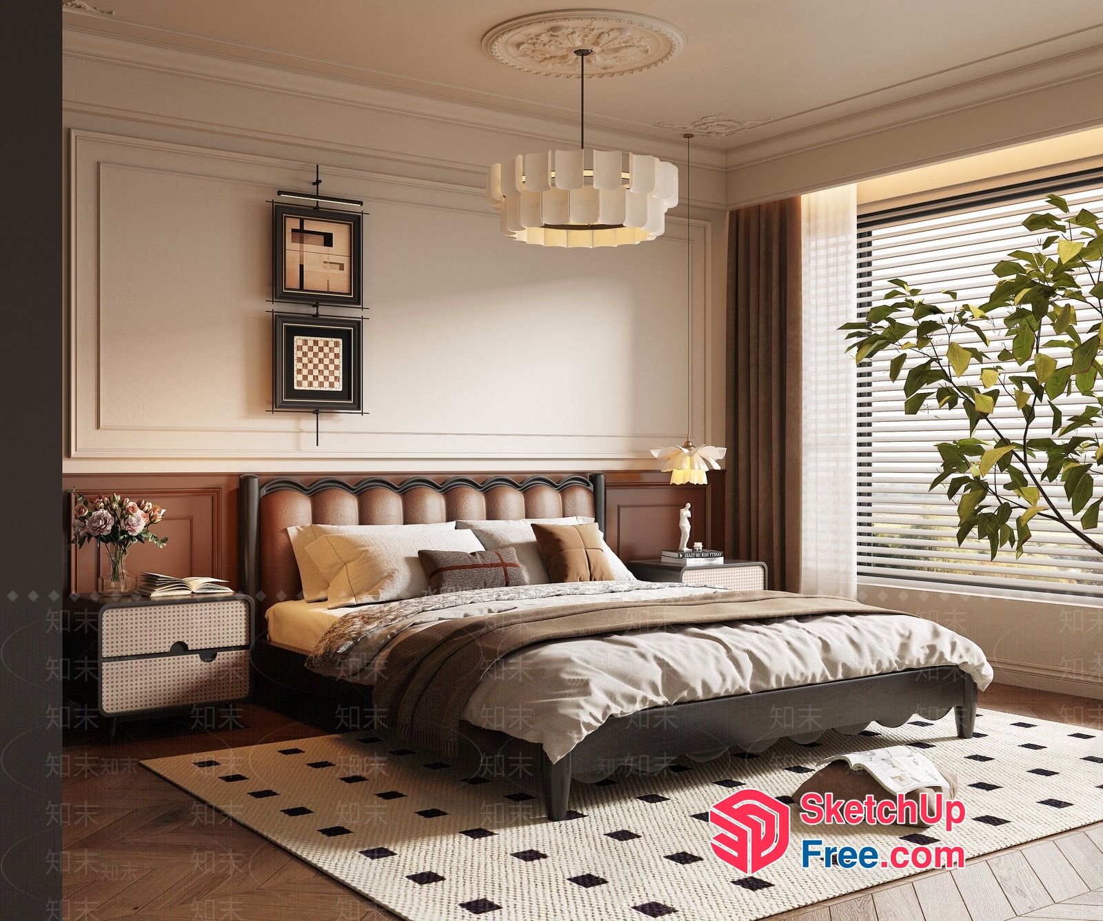 Elegant And Sophisticated Modern Bedroom Interior 3D SketchUp File