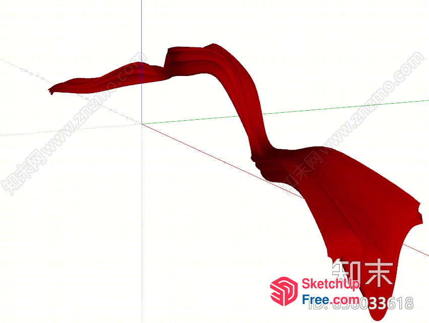 Red Fabric Draping On A White Background 3D SketchUp File