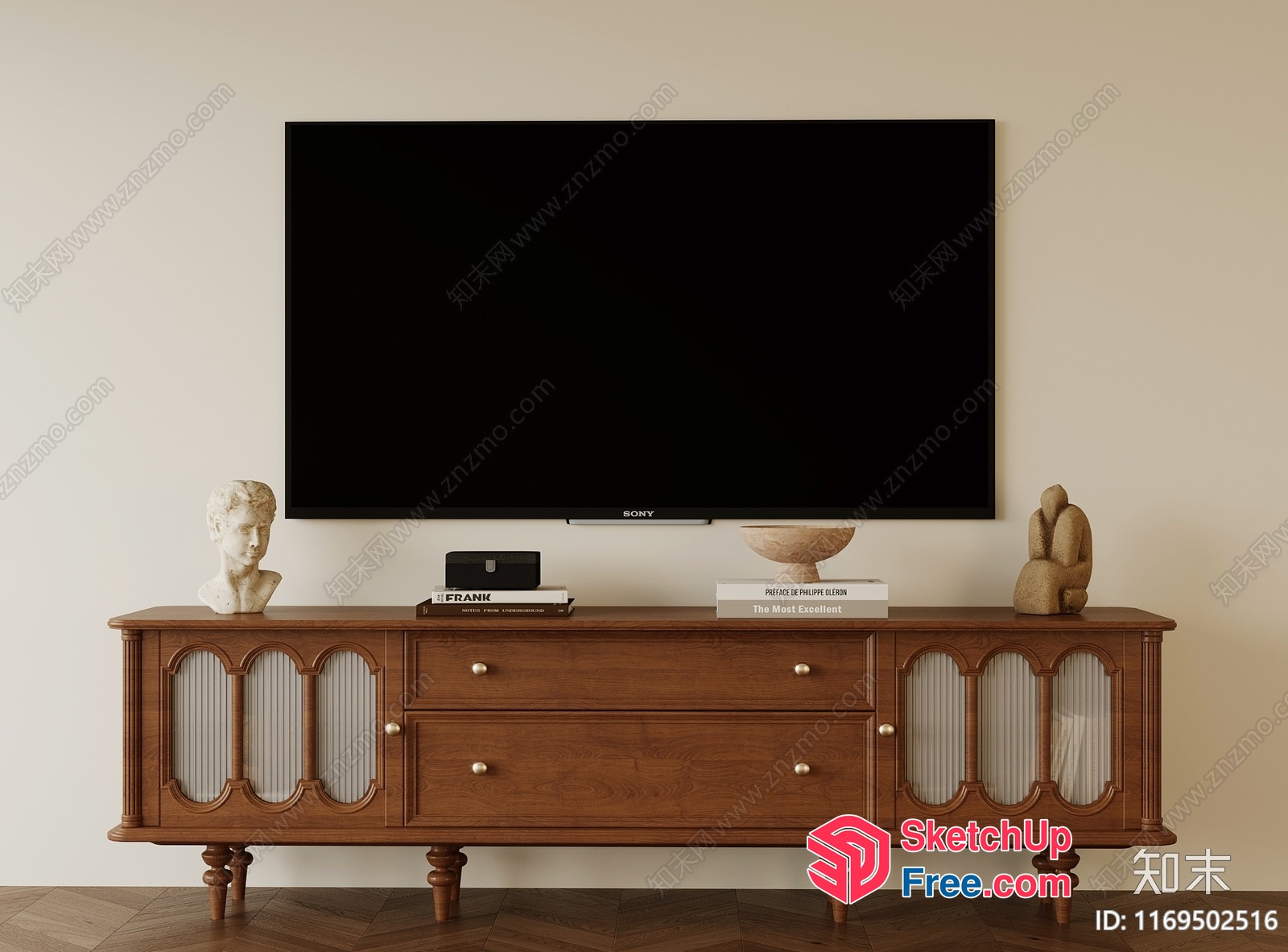Mid-Century Modern Tv And Furniture Arrangement 3D SketchUp File