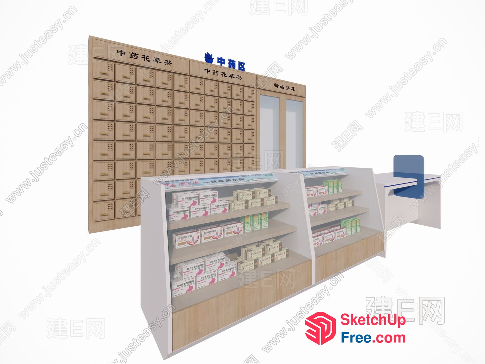Chinese Pharmaceutical Store Interior 3D SketchUp File