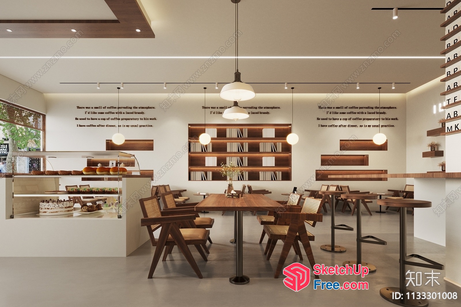 Modern Minimalist Coffee Shop Interior With Sleek Furniture 3D SketchUp File
