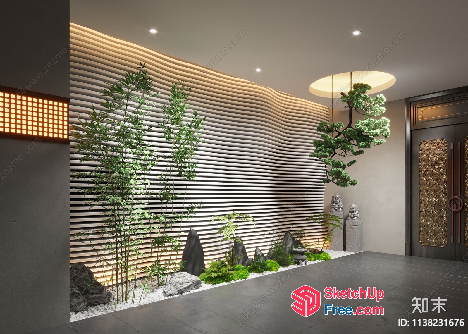 Modern Japanese-Inspired Interior Design With Natural Elements 3D SketchUp File