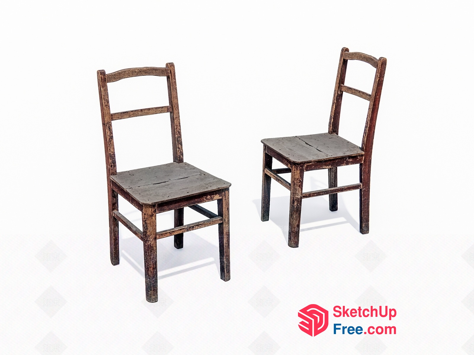 Weathered Wooden Chairs 3D SketchUp File