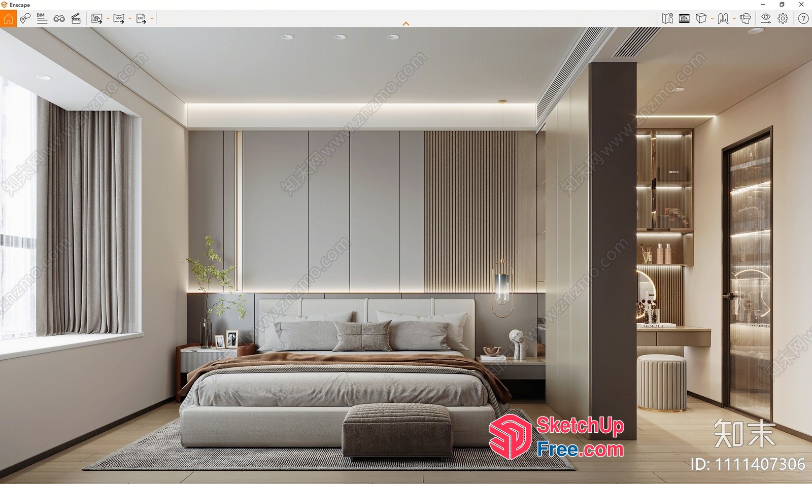 Modern Minimalist Bedroom Interior 3D SketchUp File