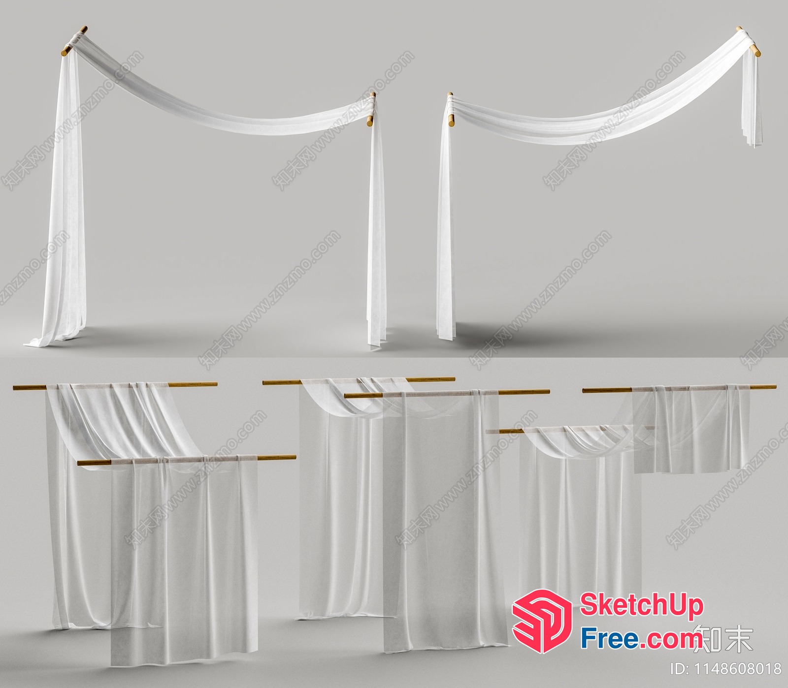 White Curtain Drapes For Interior Decor 3D SketchUp File