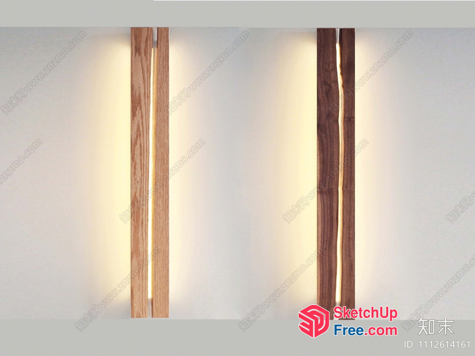 Minimalist Japanese Style Wood Pillar Lighting 3D SketchUp File