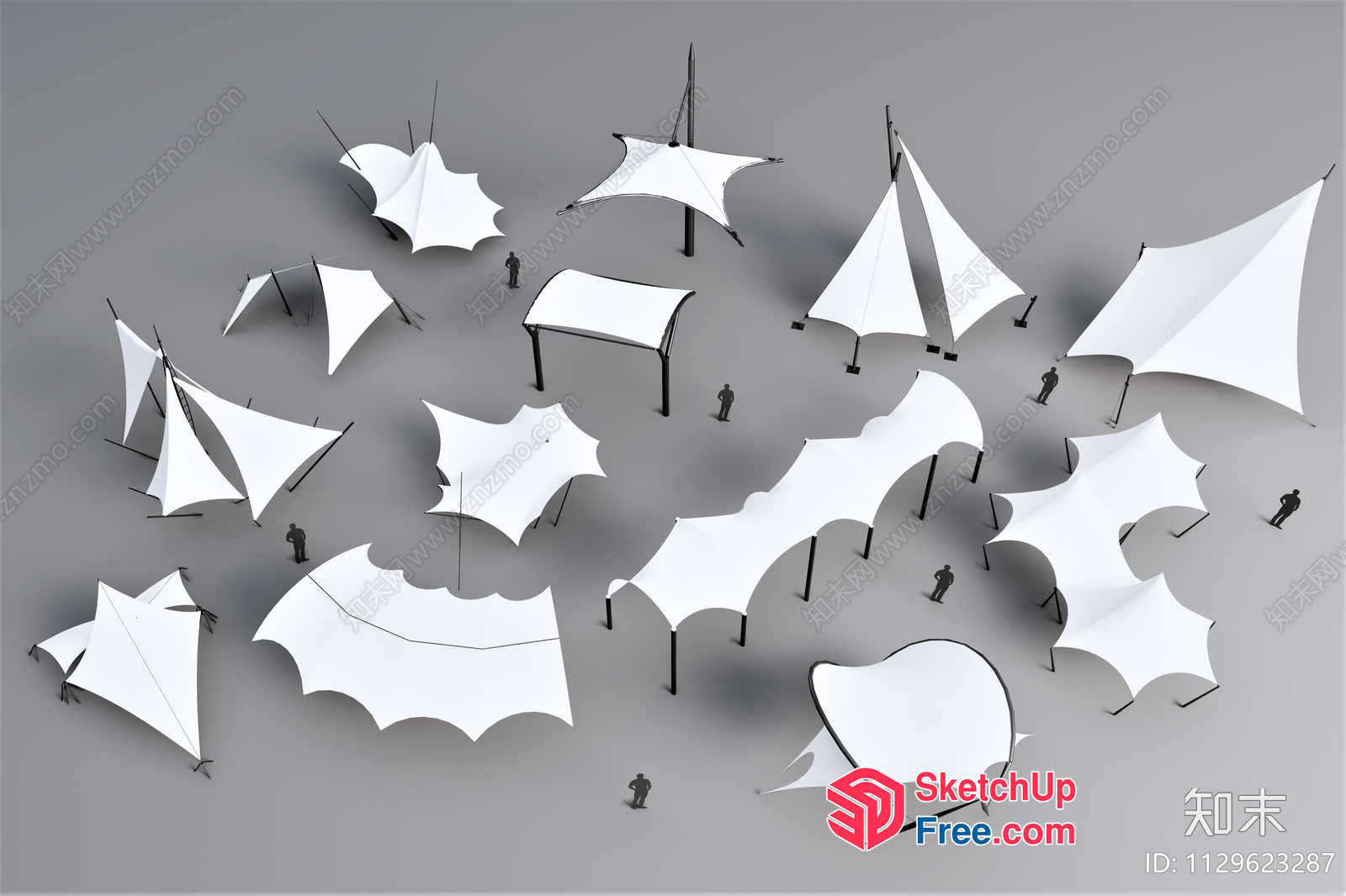 White Canopy Designs For Outdoor Spaces 3D SketchUp File