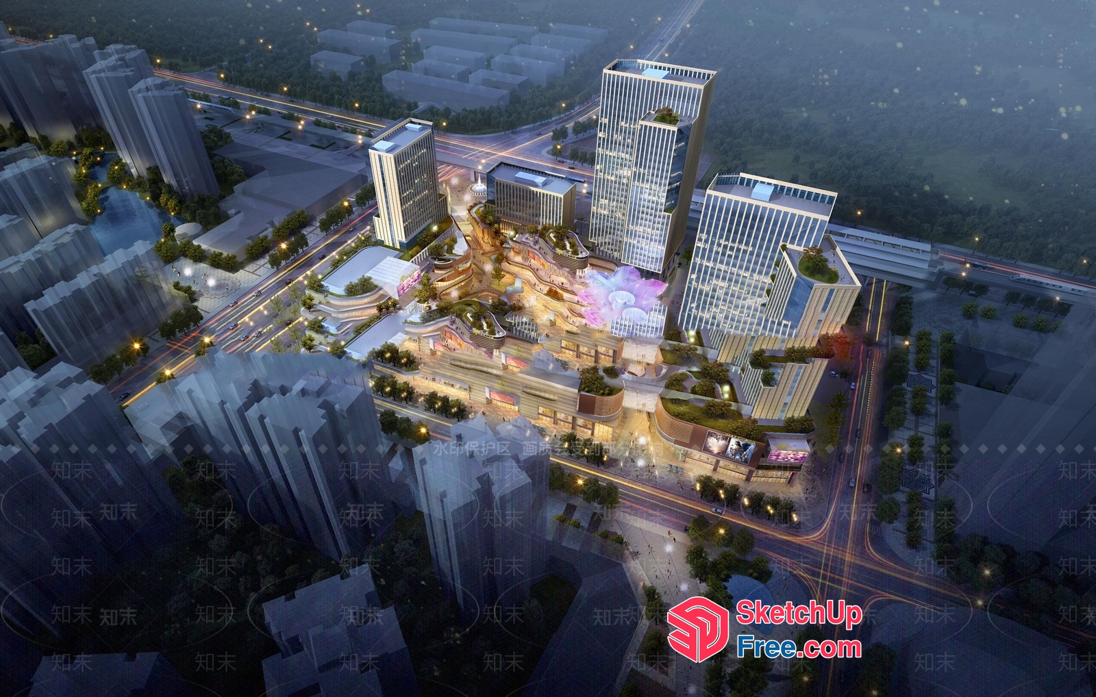 Futuristic Urban Development Complex 3D SketchUp File