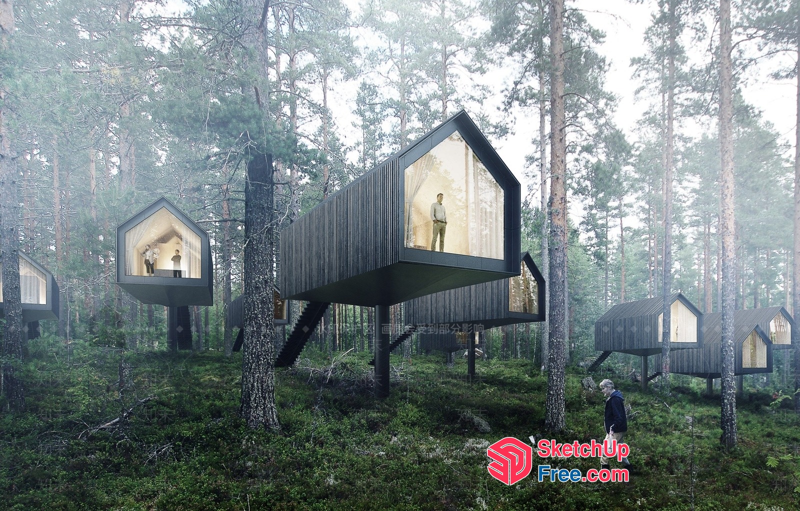 Futuristic Treehouse Village 3D SketchUp File