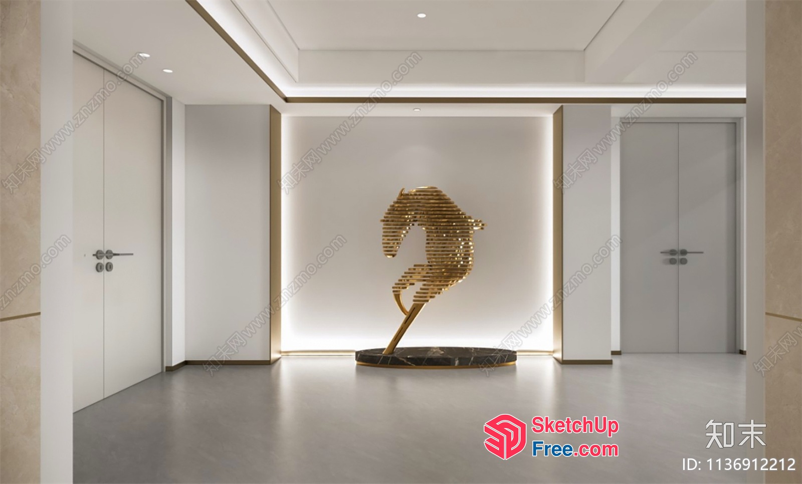 Horse Sculpture In A Modern Interior 3D SketchUp File