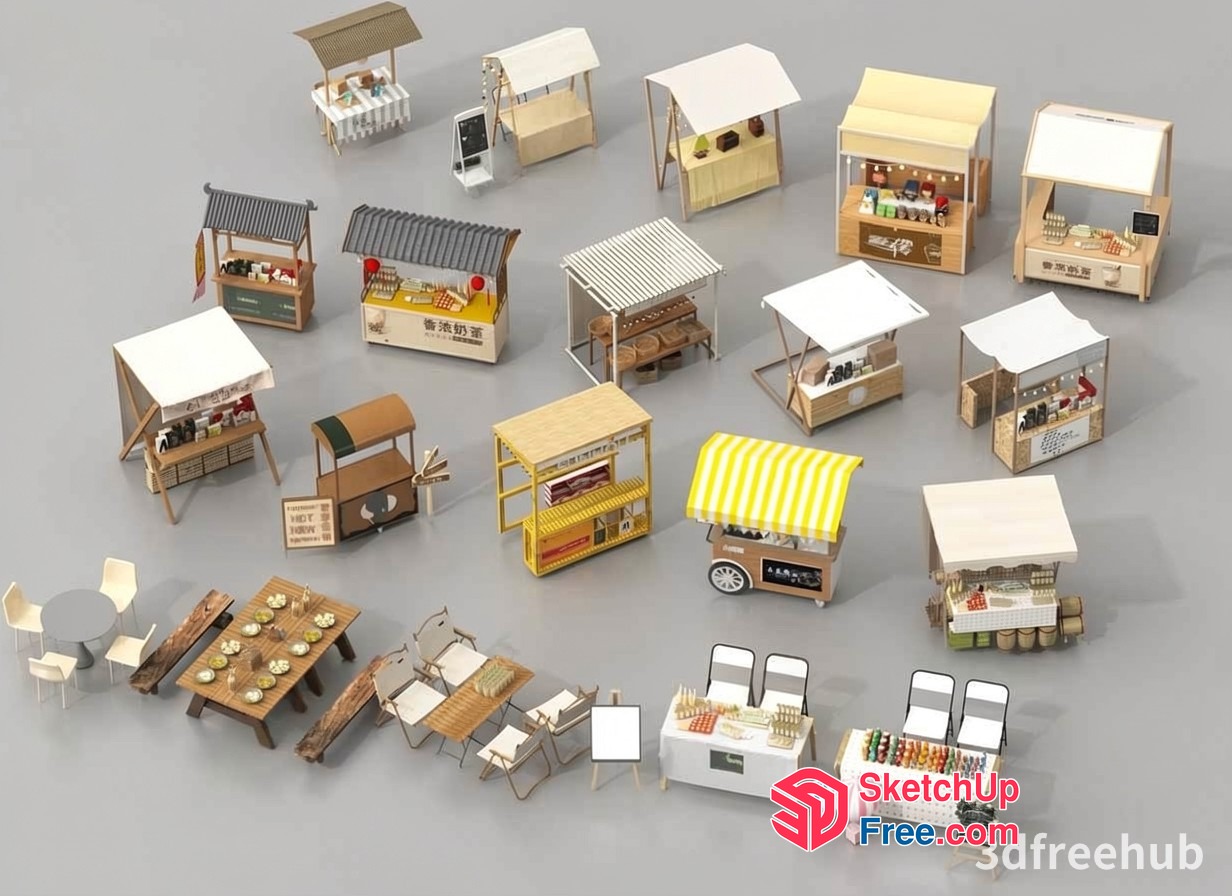 Japanese Food Street Market 3D SketchUp File