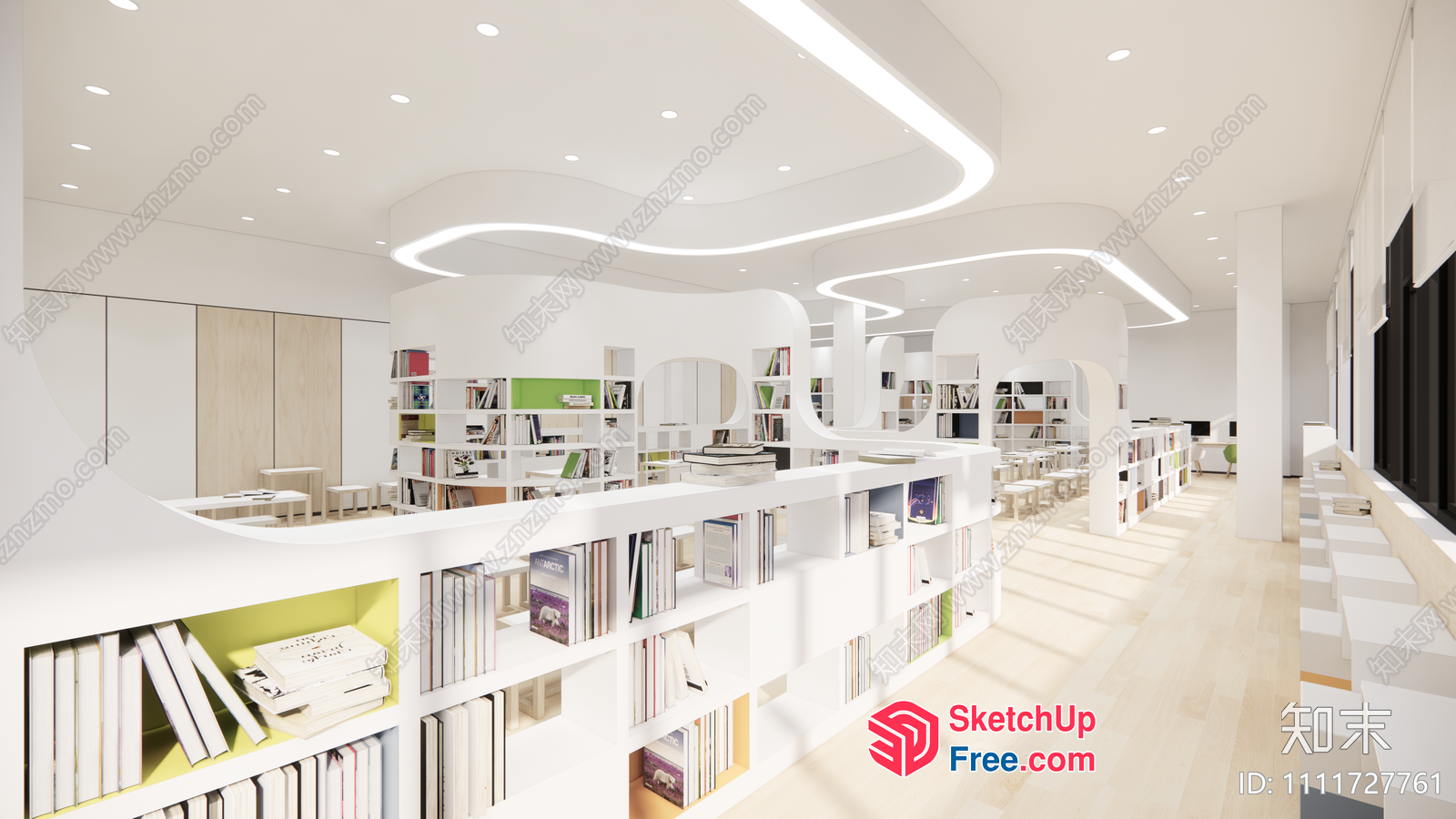 Modern Minimalist Library Interior Design 3D SketchUp File