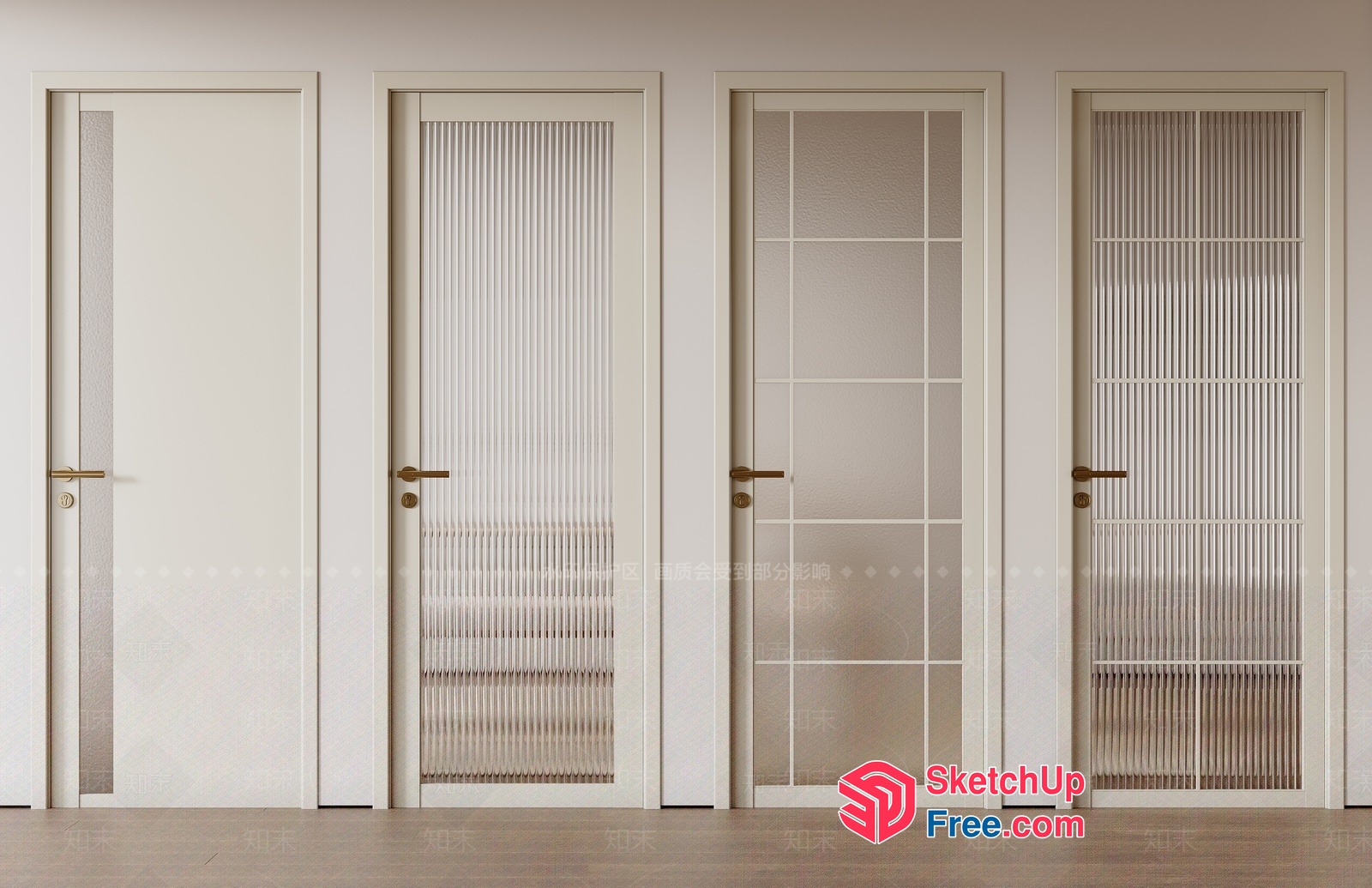 Modern Interior Doors With Glass Panels 3D SketchUp File