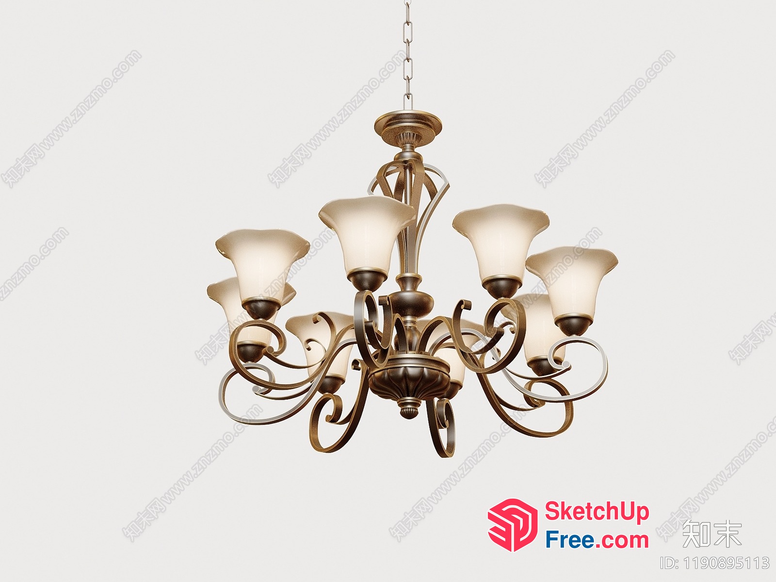 Elegant Ornate Chandelier With Six Arms 3D SketchUp File