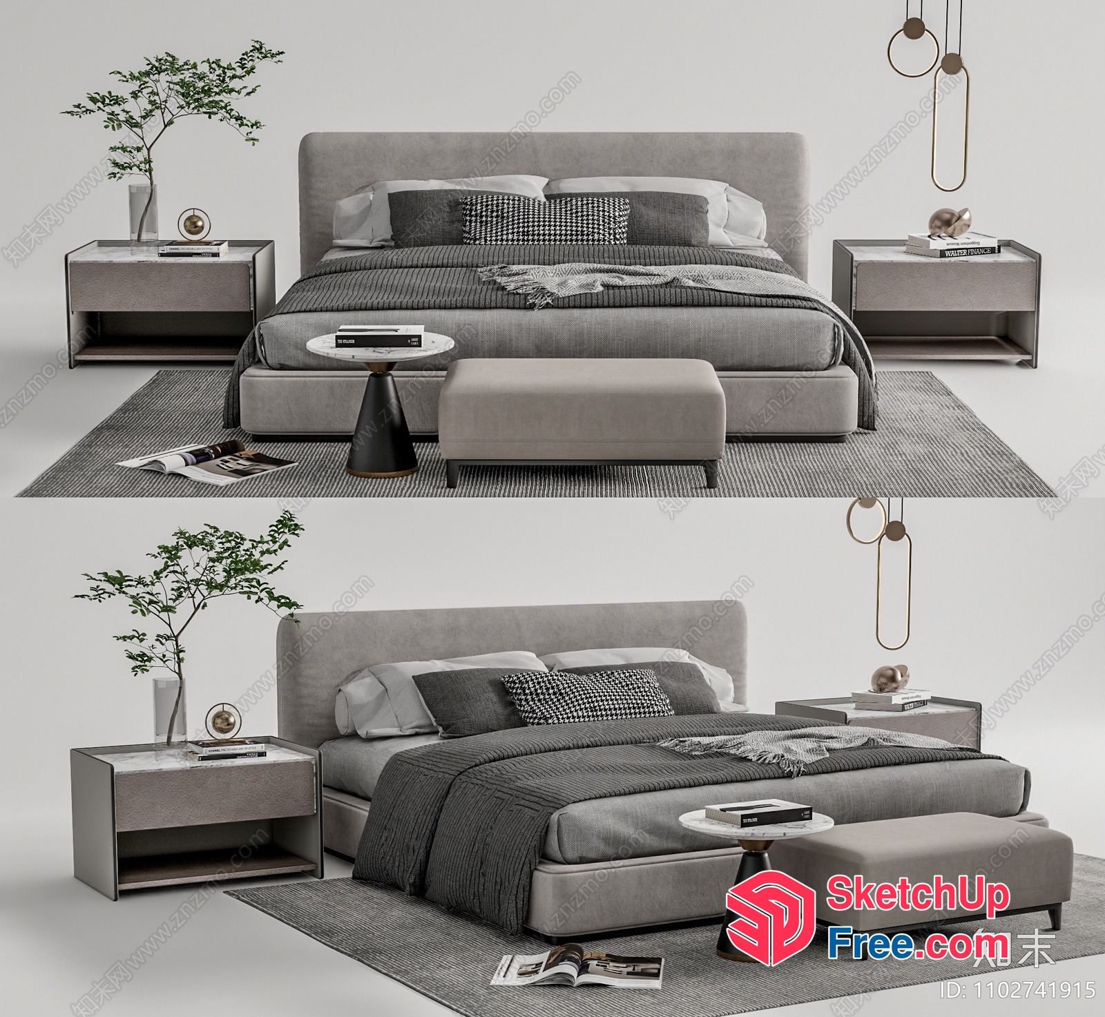 Modern Minimalist Bedroom Furniture Set 3D SketchUp File