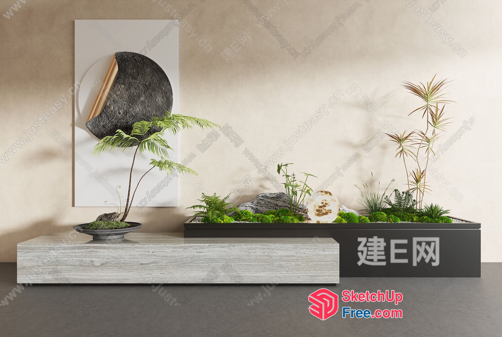 Japanese Style Minimalist Bonsai Garden 3D SketchUp File