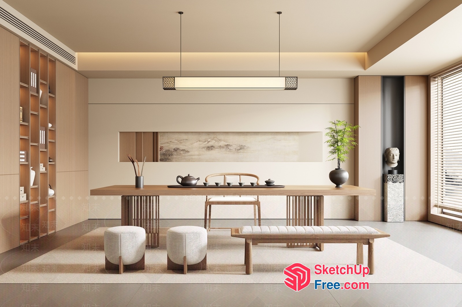 Minimalist Wabi-Sabi Style Dining Room 3D SketchUp File