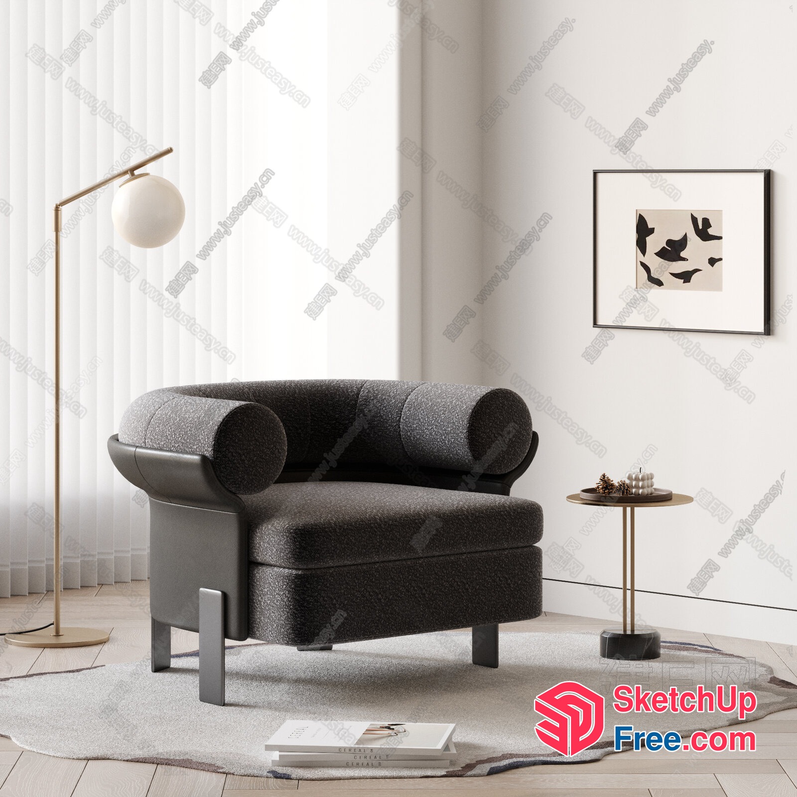 Modern Minimalist Living Room With Elegant Furniture 3D SketchUp File