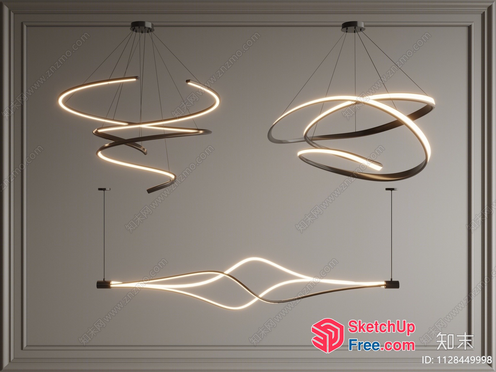 Elegant Modern Chandelier Lighting Fixtures 3D SketchUp File