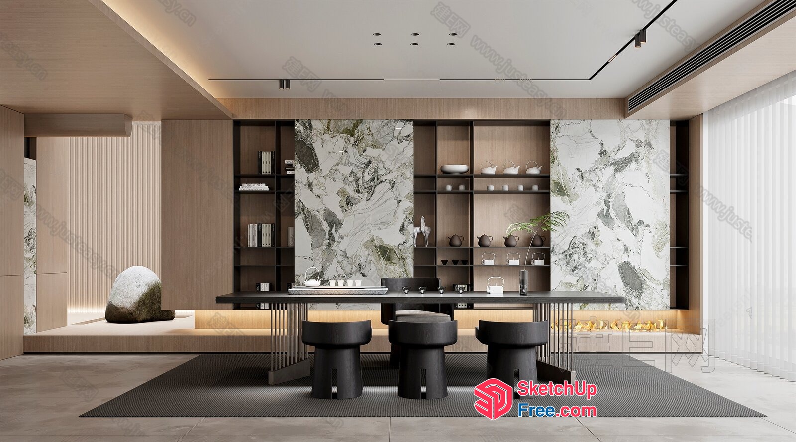 Modern Minimalist Dining Room With Natural Elements 3D SketchUp File