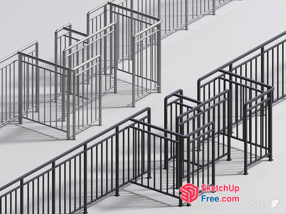 Black And Silver Metal Railing System 3D SketchUp File