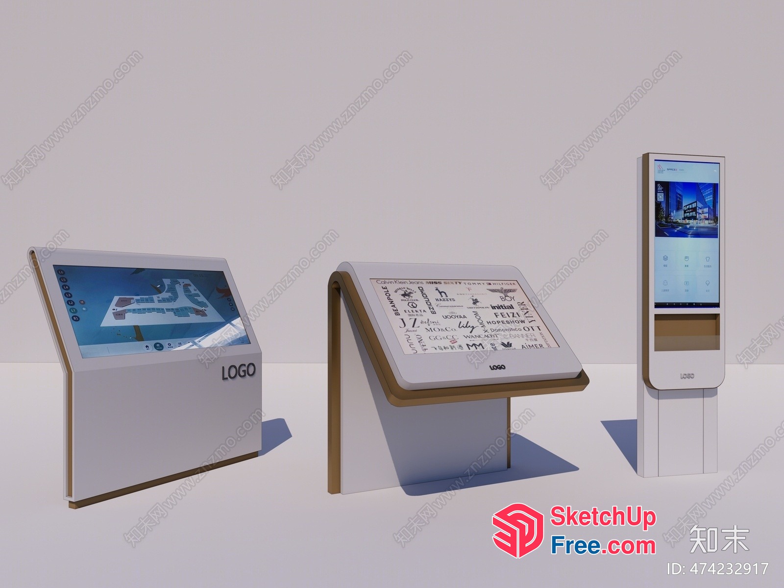 Interactive Display Units With Various Screen Angles 3D SketchUp File