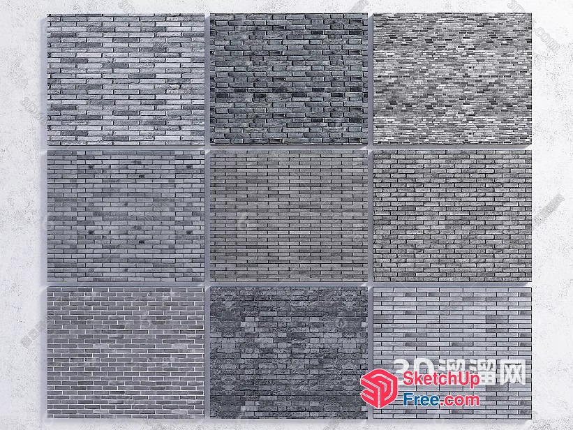 Modern Grey Brick Pattern Wall Decor 3D SketchUp File