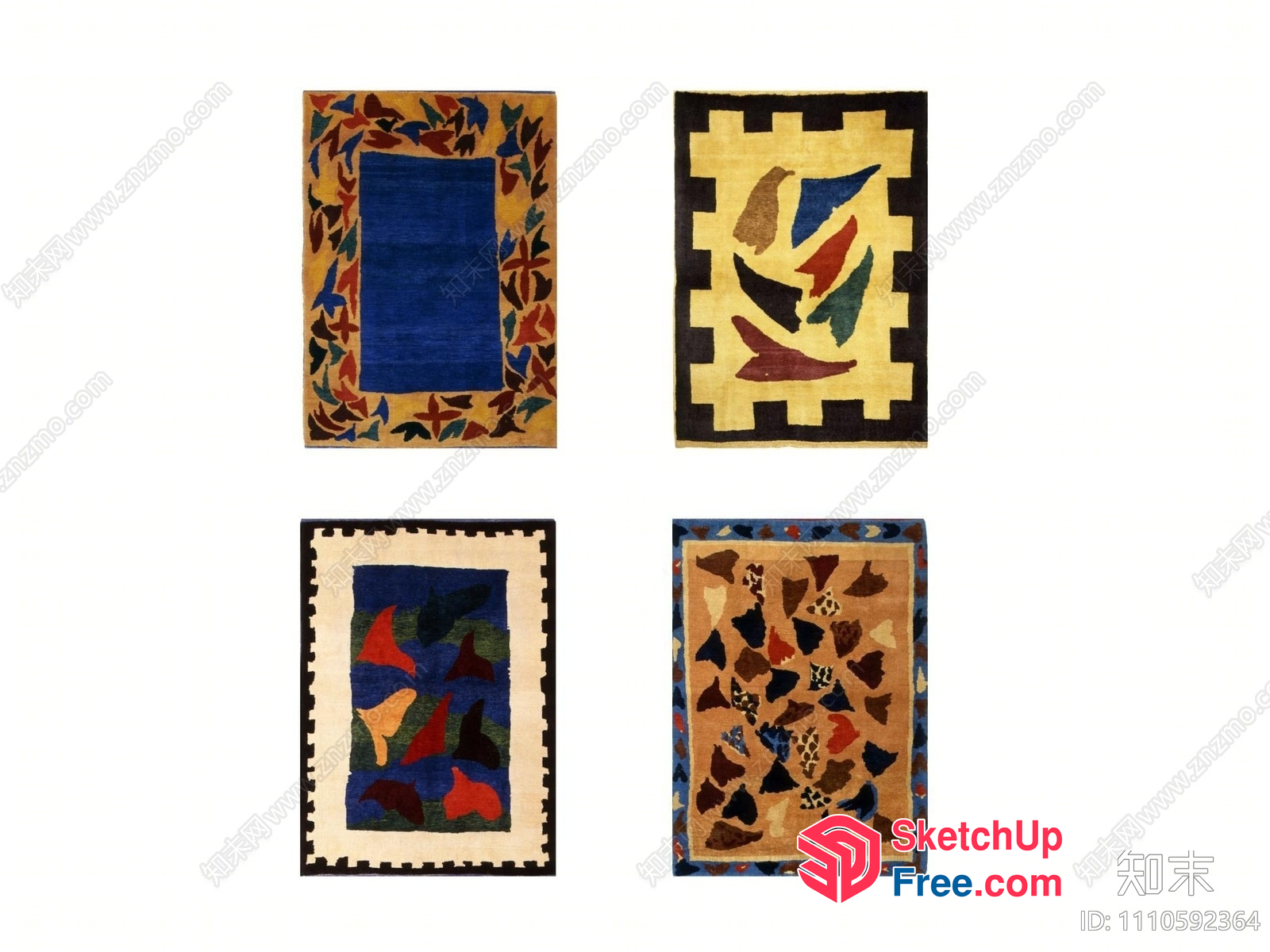 Four Colorful Abstract Art Pieces 3D SketchUp File