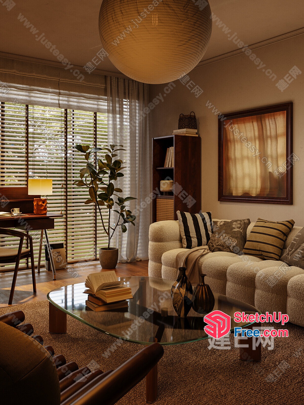 Cozy Living Room With Vintage Style Furniture And Decor 3D SketchUp File