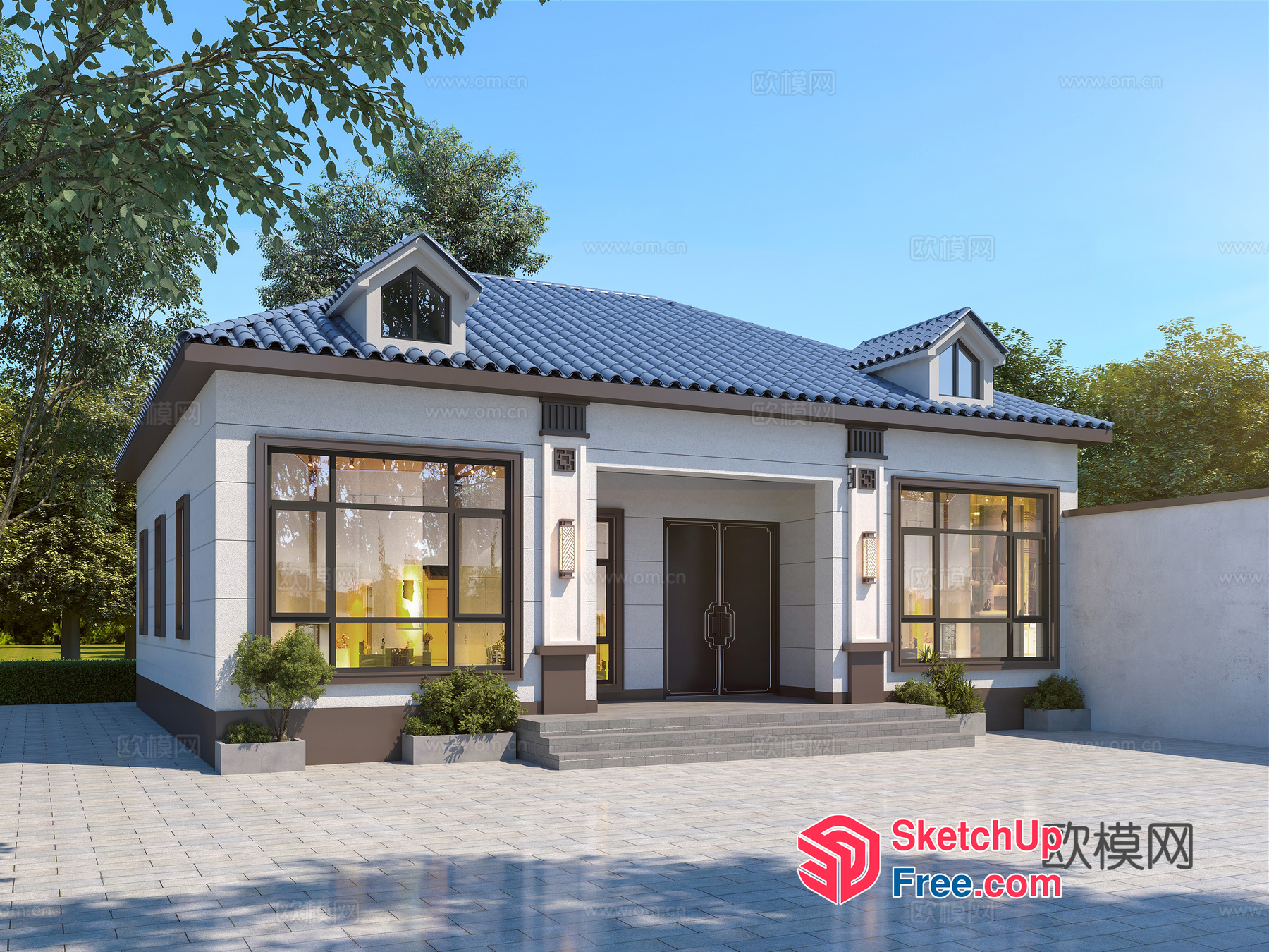 Luxurious European-Style Villa Exterior 3D SketchUp File