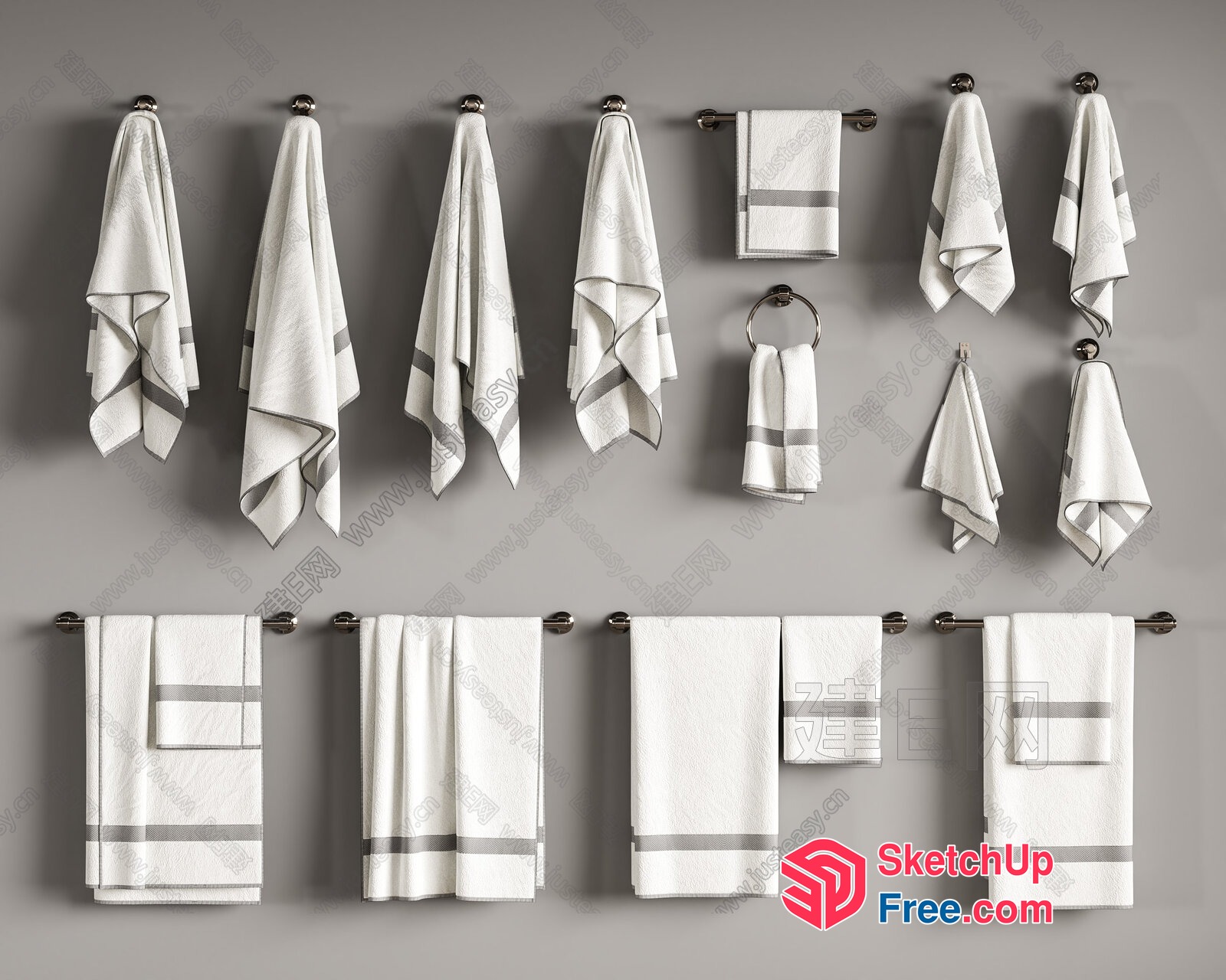Bathroom Towels On Hooks And Racks 3D SketchUp File