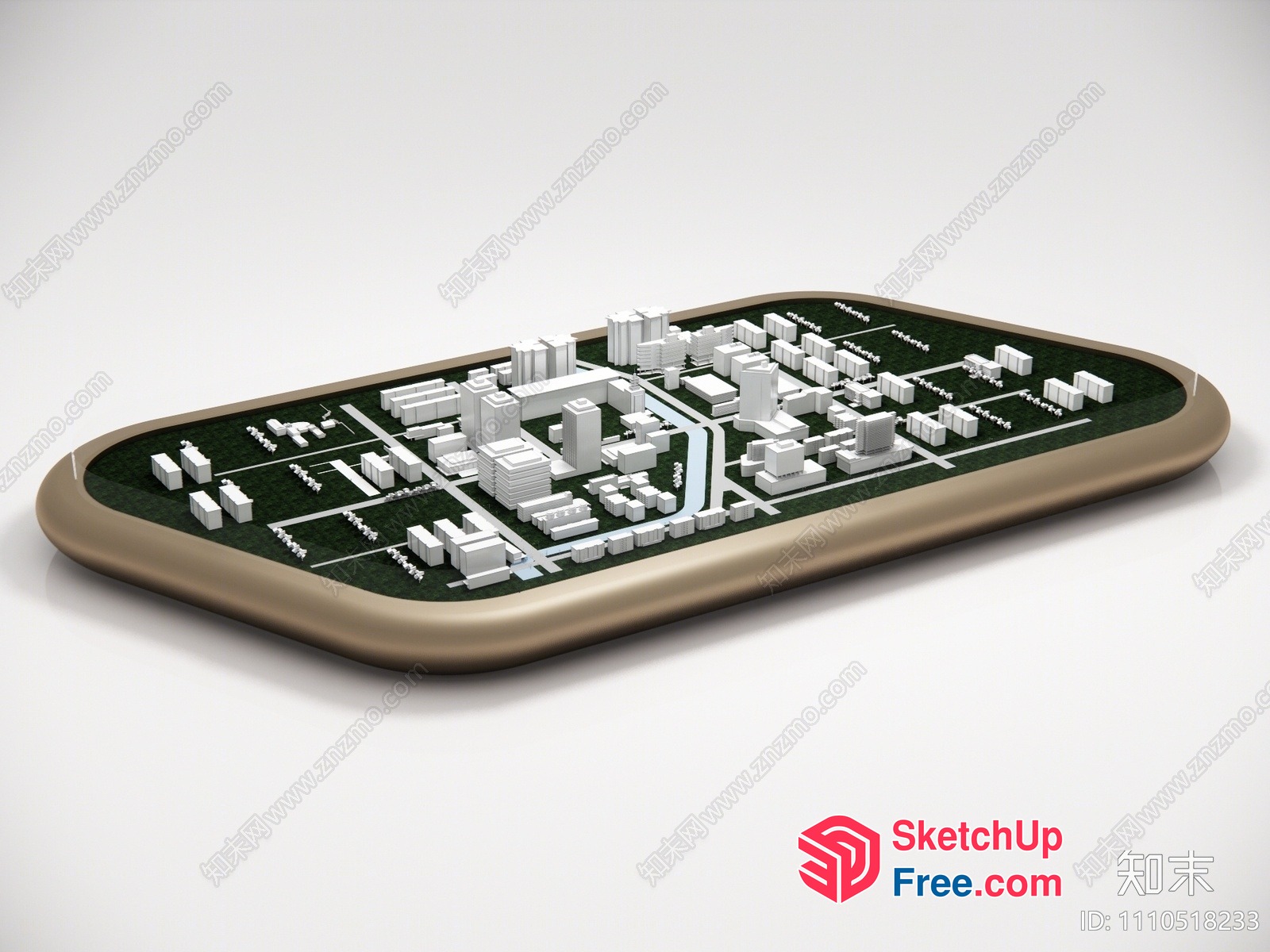 3D Model Of A City Block With Buildings And Green Spaces 3D SketchUp File