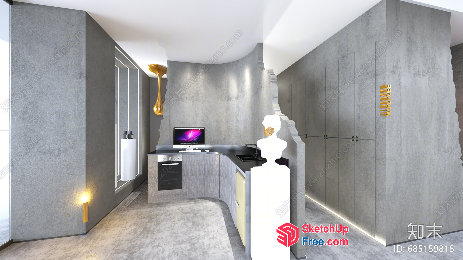 Sleek And Modern Minimalist Style Interior 3D SketchUp File