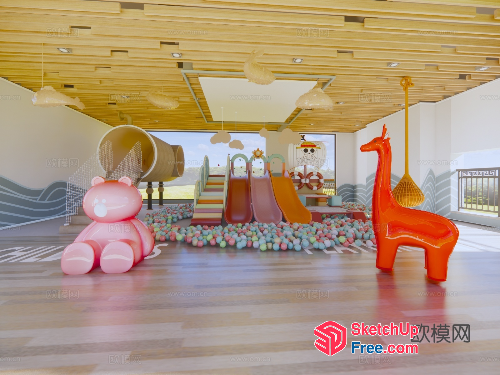Colorful Children'S Playroom With Animal Decorations 3D SketchUp File