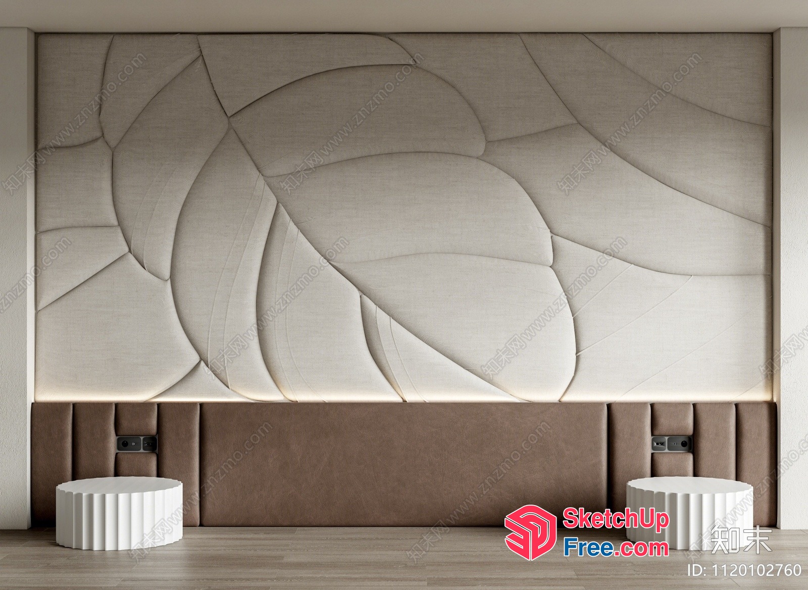 Modern Bed Head Tab With Elegant Leaf Pattern 3D SketchUp File