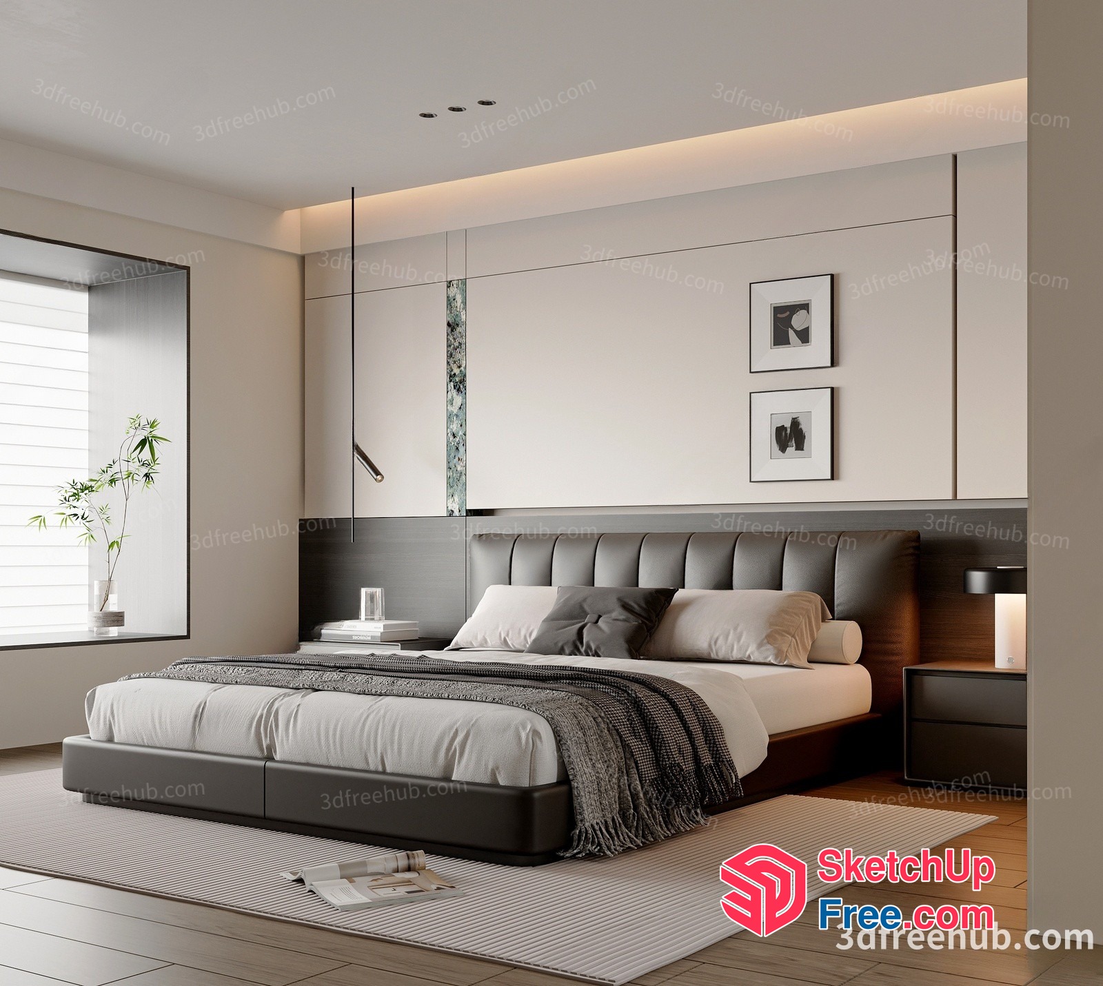 Modern Minimalist Bedroom Design With Sleek Furniture 3D SketchUp File