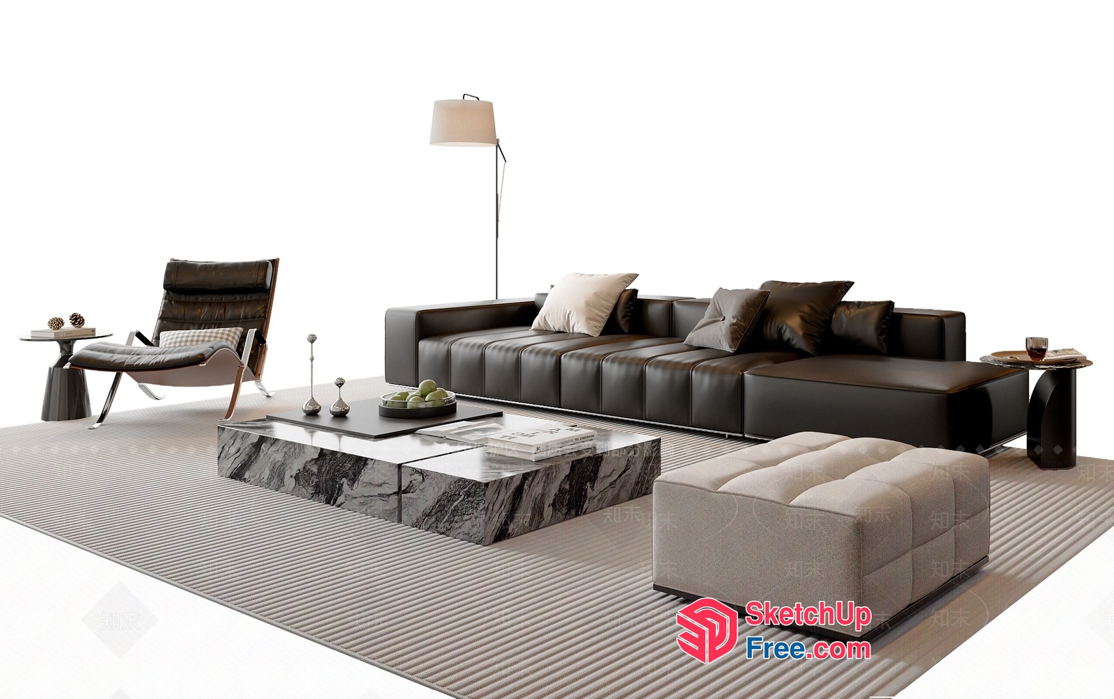 Modern Minimalist Living Room Interior With Sleek Furniture 3D SketchUp File