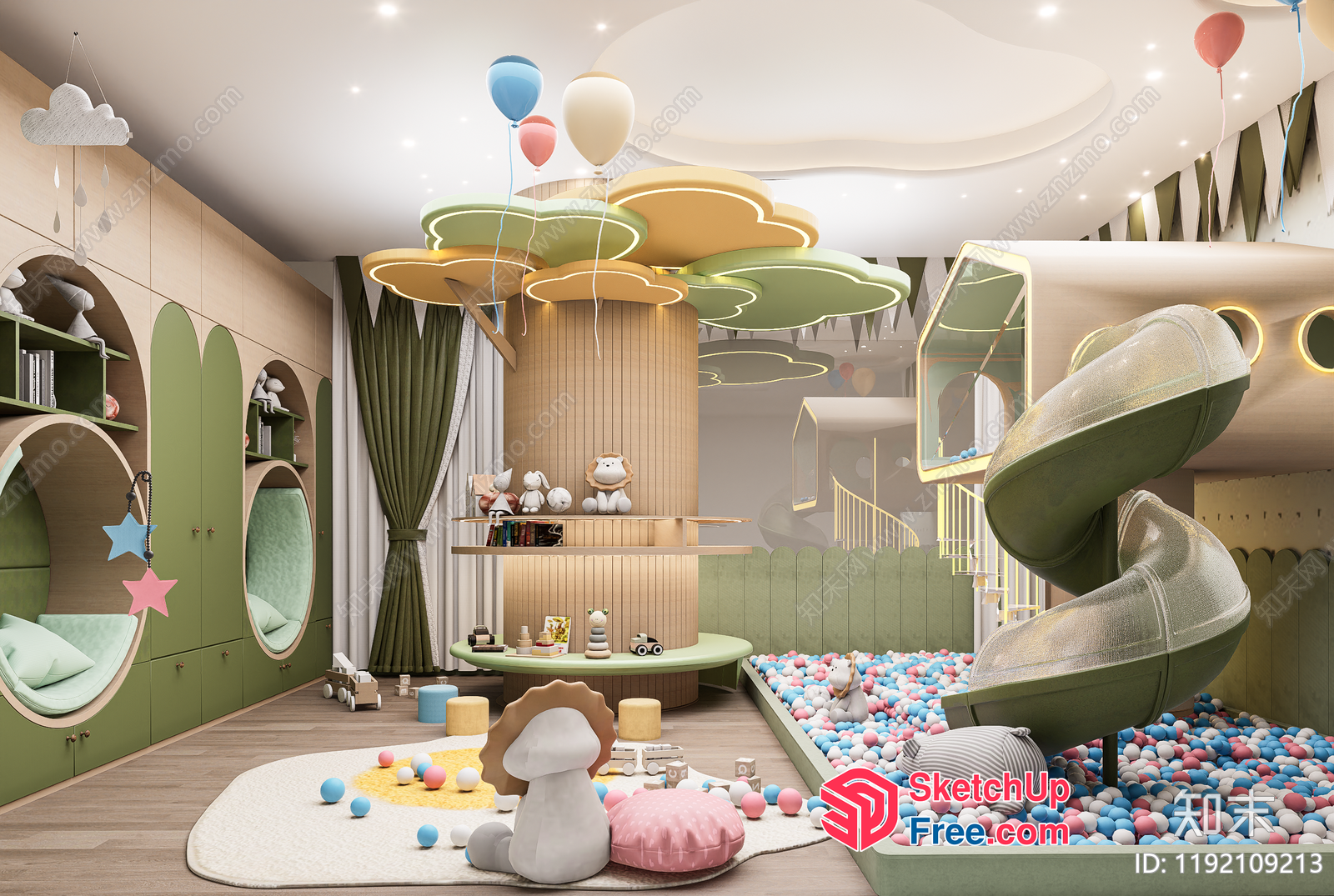 Whimsical Forest-Themed Playroom For Children 3D SketchUp File