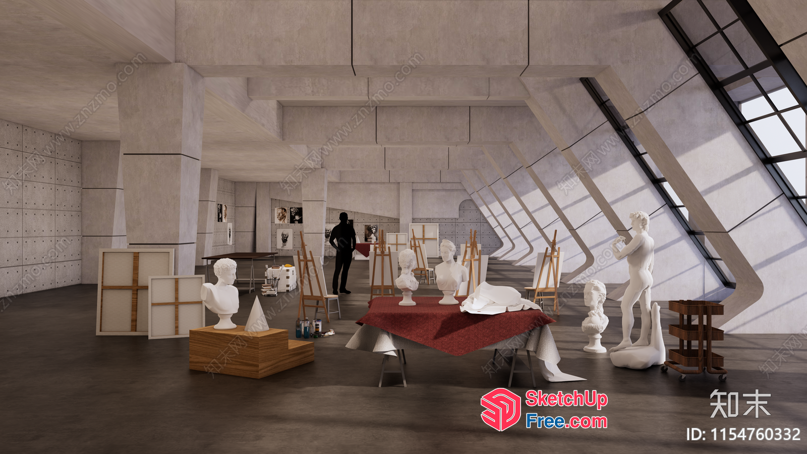 Art Studio With Statues And Easels 3D SketchUp File