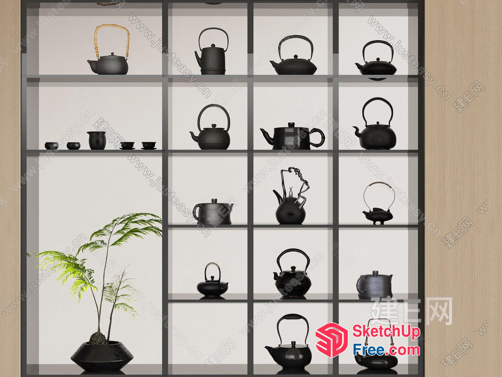 Decorative Teapots On Display 3D SketchUp File