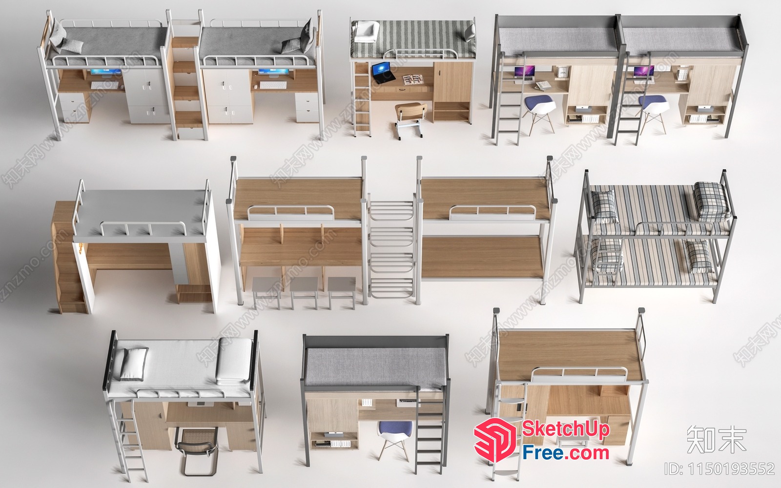 Dormitory Room Furniture Set 3D SketchUp File