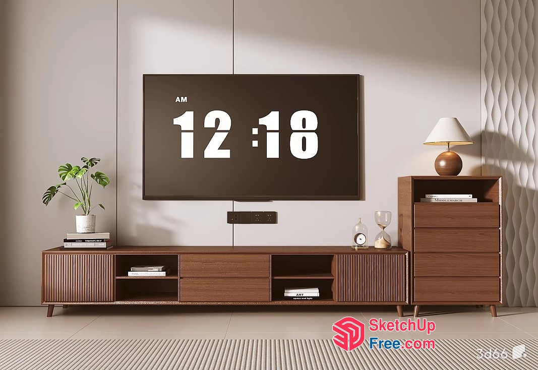 Modern Living Room Interior With Tv And Furniture 3D SketchUp File