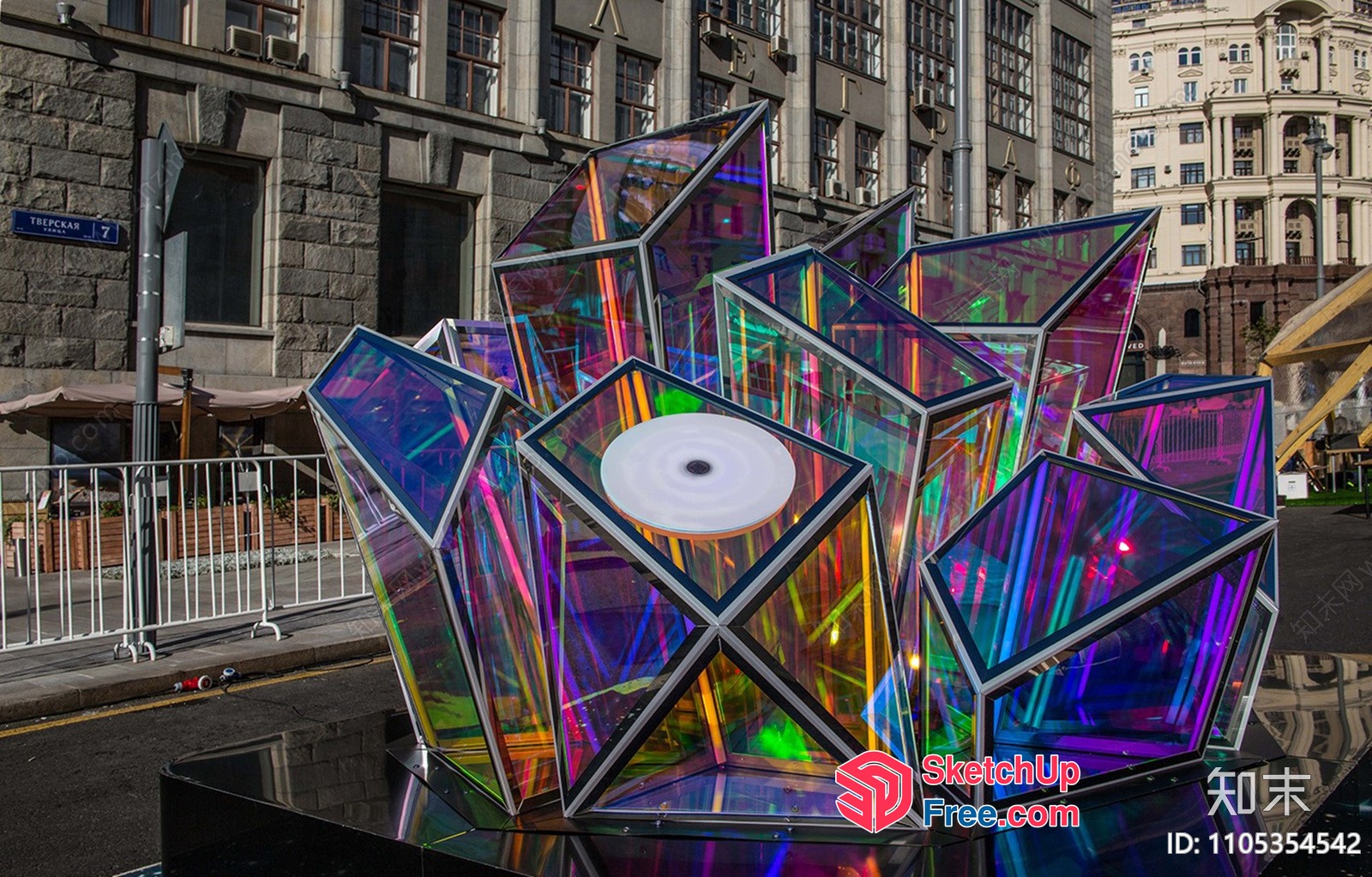 Colorful Glass Sculpture In Urban Setting 3D SketchUp File
