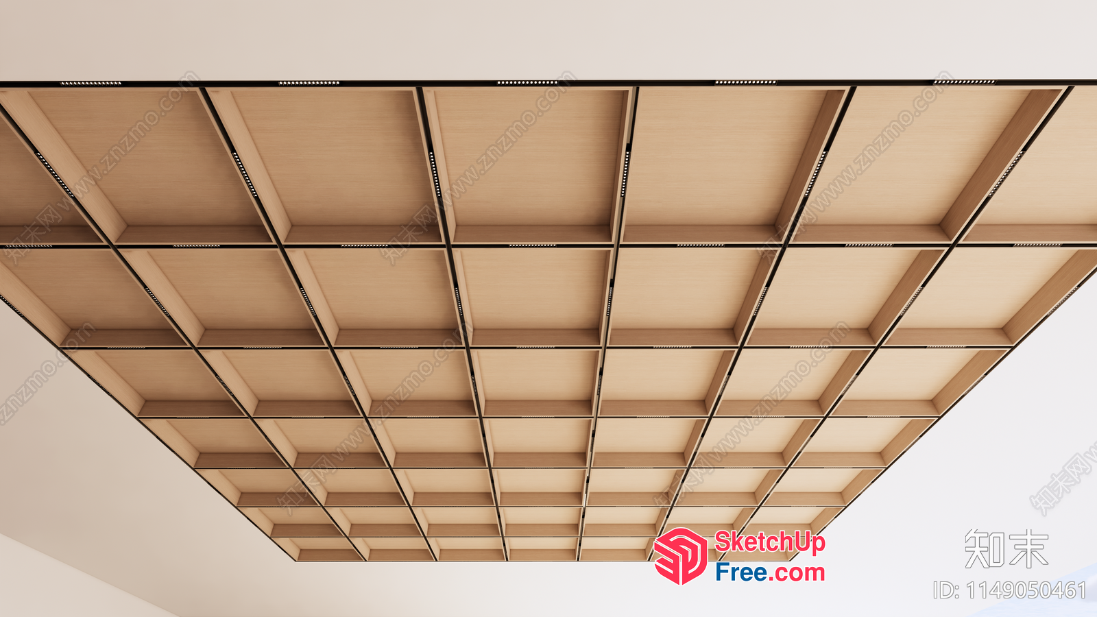 Wooden Ceiling Grid Pattern 3D SketchUp File
